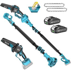 SEESII 2-in-1 Electric Pole Saws for Tree Trimming, 6 Inch Mini Chainsaw Cordless with Extension Pole, Battery Powered Pole Chain Saw, Tree Trimmer Limb Branch Cutter Pruner with 2 Battery P6 Plus
