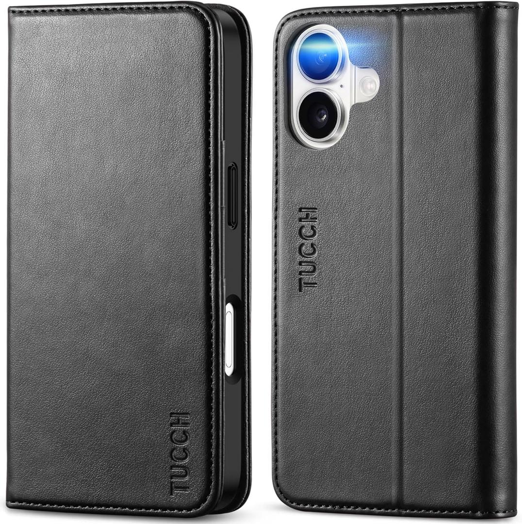 TUCCH Case Wallet for iPhone 17 (6.3") 2025, RFID Blocking 3 Card Holders | Kickstand | PU Leather | Protective Flip Folio Cover | TPU Shockproof Interior Shell | Black
