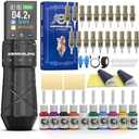 WORMHOLE PRO Tattoo Gun Auriga Tattoo Kit with Coreless Motor, 2,300 mAh Capacity Battery, 5 Adjustable Stroke, Normal/Jump-Start/Dot Working Mode, Wireless Tattoo Machine Kit for Artists (WTK301)