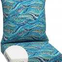 Arden Outdoor Foam Deep Seat Cushion Set, 24 in x 24 in, Weather-Proof, Rain-Proof, Fade Resistant Patio Cushion, Bottom and Back Cushion for Chair, Sofa, and Couch Aqua Leala, 1 Pack