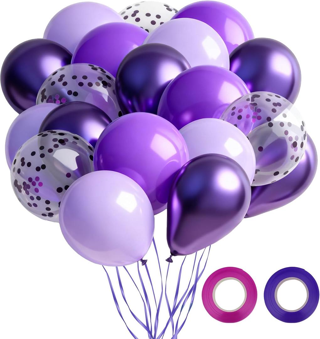 80pcs Purple Balloons, 12 inch Birthday Balloons, Party Balloons, Birthday Decorations, Helium Balloons for Bridal Shower Wedding Party Decorations