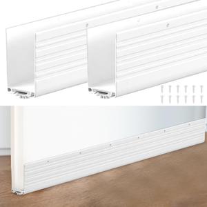 Yaocom 2 Pack U Shape Screw on Under Door Seal 36 Inch Aluminum and Rubber Door Threshold Extension with Draft Stopper for Home Prevents Hot, Cold Air, Dust, Insects, Suitable for 1-3/4 Inch, White