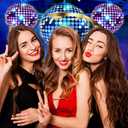 Disco Backdrop 7 x 5 ft Retro Glow Party 70s 80s 90s Theme Stage Dance Background Disco Party Decoration Disco Ball Banner Dance Backdrop for Birthday Party Prom Portrait Photo Props Polyester, Red