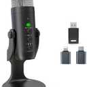 ZealSound Wireless Microphone, USB Mic for iPhone PC iPad Android Phone Cordless Condenser Desktop Microphones with Mute Echo Monitor Volume Gain 2.4GHz for Podcast, ASMR, Gaming, YouTube Video/K66 Black