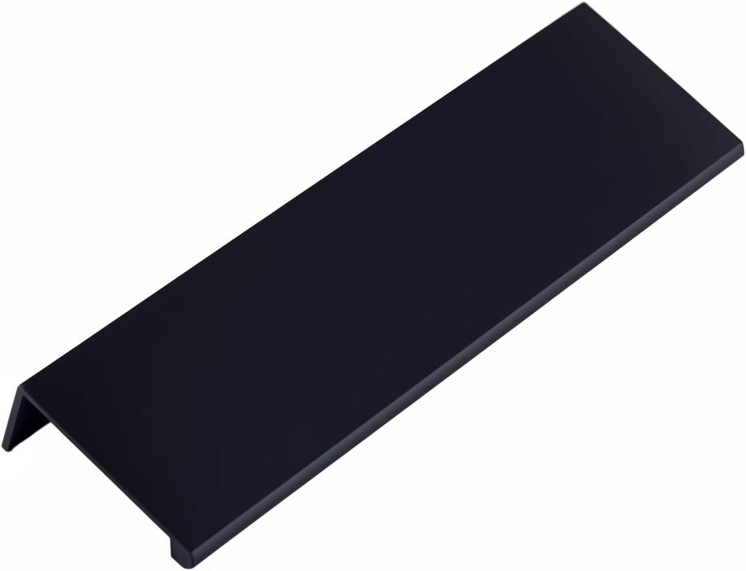 Edge Pulls Black Finger Pull for Cabinets Kitchen Concealed Drawer Pulls 3in Black Cabinet Handles Matte Black Finger Cabinet Pulls 10 Pack Modern 4" Overall Length Easy Installation (Hole Center: 3 in)