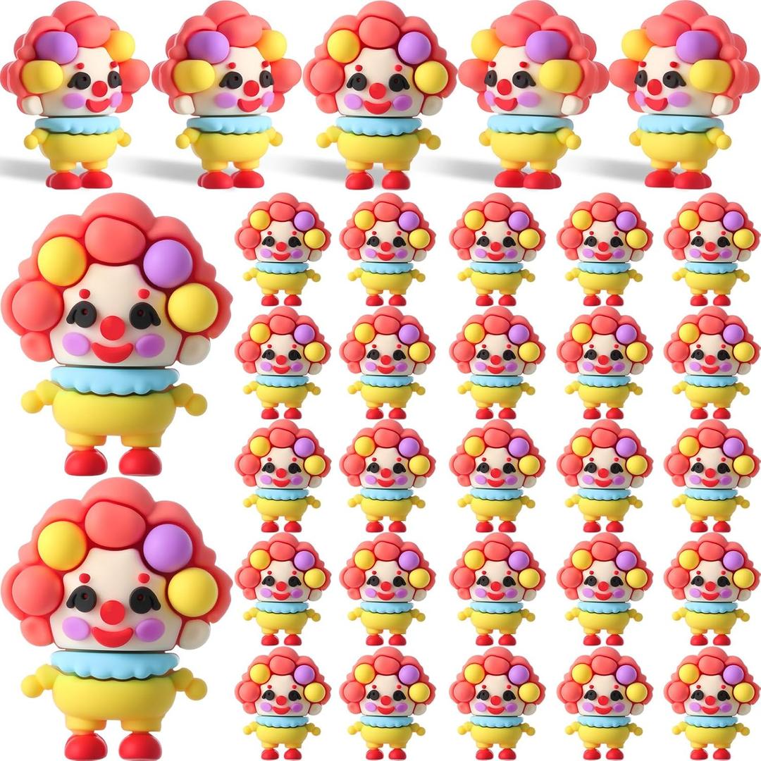 Soulchen 25 Pcs Mini Circus Clown Figurines Clown Dolls Figures Circle Statues for Adults for Christmas Ornaments Home Table Desk Top Decor Cake Toppers Christmas Party Favors