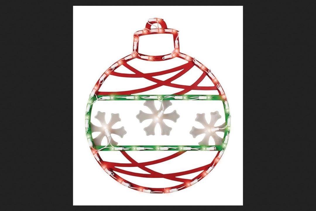 17" Red Green and White Lighted Christmas Ornament Window Silhouette Decoration, No Color, No Size, Plastic