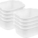 Sterilite 12 Quart Durable Heavy Duty Reinforced Plastic Kitchen Dishpan Basin with Molded Handles for Household Chores and Storage, White, 8 Pack