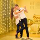 Vicloon Fairy Curtain Lights,300 LED Warm White Curtain Lights,8 Modes 9.89.8Ft Waterproof Window Curtain String Light USB&Battery Powered with Remote Control,String Lights Curtain for Indoor,Outdoor