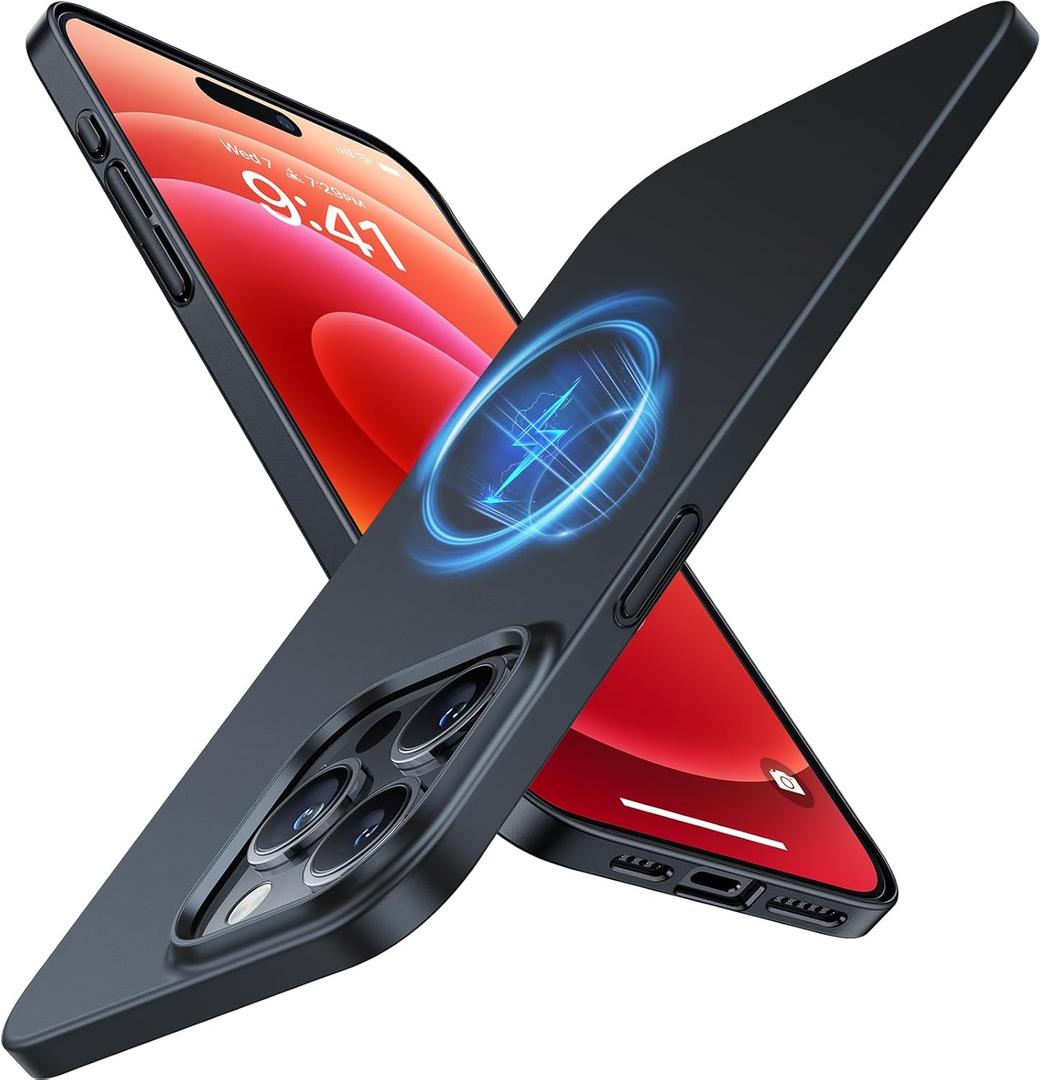 TORRAS Magnetic Slim-Fit for iPhone 15 Pro Max Case, Ultra-Thin 15 ProMax Phone Case Compatible with MagSafe, Lightweight Anti-Scratch Matte Hard iPhone 15 ProMax Case 6.7 inch OriginFit, Black