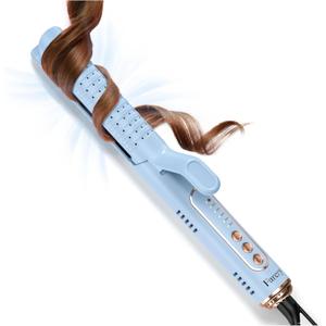 Chill Set Soft-Air Curling Iron: Gentle Soft Air for Quick Styling & Long-Lasting Curls, Lock in Style with Cooling Air Vents, 2-in-1 Hair Straightener & Curler with Upgraded Long Barrel, Blue