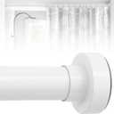 White Shower Curtain Rod 34 to 43Inch:Small Spring Tension Shower Rods for Bathroom Kitchen Doorway,Modern Heavy Duty Adjustable Tension Shower Curtain Rod No Drilling No-Slip Easy Install,White