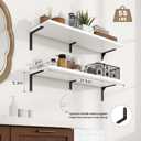 Fun Memories Deep Floating Shelves, 32W x 8D Floating Shelves Set of 2, Wall Mounted Shelf with Metal Brackets, Rustic Wood Wall Shelf for Bathroom, Kitchen and Living Room, White, 31.5"w x 8"d