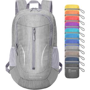 ZOMAKE 25L Ultra Lightweight Packable Backpack, Foldable Hiking Backpacks Water Resistant Small Folding Daypack for Travel(Silver Gray)