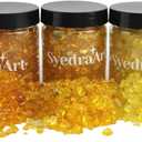 Syedra Crushed Glass for Crafts, 3-6mm Set of 3,Resin Art, Crushed Colored Mirror Pieces 1LB (Yellow)