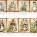 Wenqik 8 Pcs Vintage Easter Decorations Retro Bunny Egg Wooden Sign Easter Table Centerpiece Rustic Ornaments Tiered Tray Decor Sign for Spring Home Tabletop Fireplace Decorations Supplies, 8 Styles