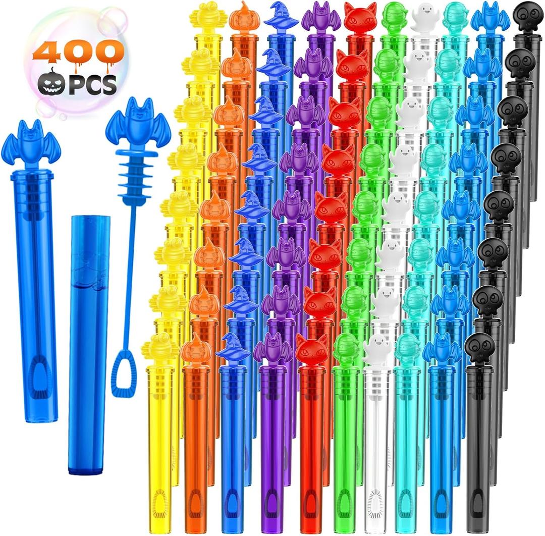 OCHIDO 400 PCS Halloween Bubbles for Kids, Bulk Halloween Party Favors, Halloween Mini Bubble Wands for Goodie Bags Stuffers, Trick or Treat, School Classroom Prizes Gifts for Boys Girls (10 Colors)