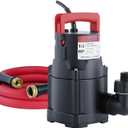 Sump Pump, Submersible Water Pump, 1/2HP Submersible Pump, Water Removal Pump With 10Ft. Garden Hose for Pool Draining, Hot Tub & Basement, Portable Pump with 25ft Long Cord & Garden Hose Adapter