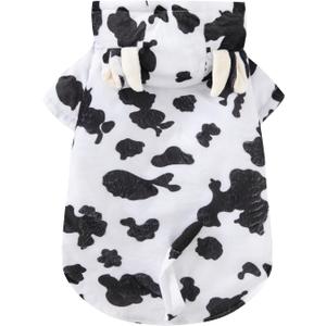 Dog Cow Costume Halloween Hoodie (X-Large) (White)
