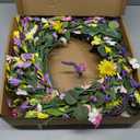 J'FLORU Spring Wreaths for Front Door 22 Inch Artificial Summer Wreath Daisy and Lavender Wreath with Wildflowers for Home Wall Farmhouse Springtime Easter Holiday Party