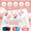 Matbip Wireless Pro Controller for Switch/Switch 2/Switch Lite/Switch OLED, wireless controller for switch with 2 back buttons, 3-level TURBO adjustable (Pink)
