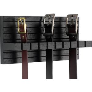 Belt Organizer for Closet, Belt Hanger Wall Mounts to Hold 9 Belts Without Slipping, Space Saving Belt Rack for Closet Organization Includes Mounting Hardware (11.8 x 5.5 x 2.5) (Black)
