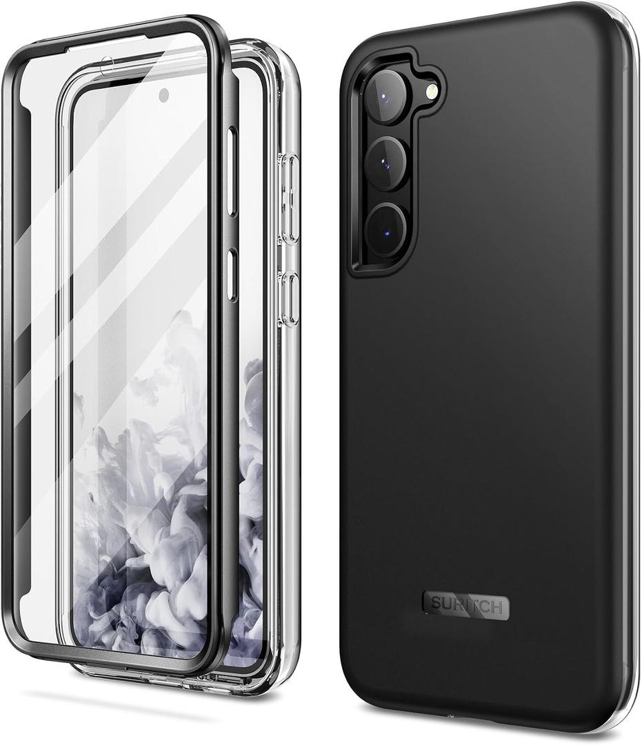 SURITCH for Samsung Galaxy S23 Plus Case, [Built-in Screen Protector] [Dual-Layer Protection ] Full Protection Shockproof Rugged Bumper Phone Cover for Samsung S23 Plus 6.6 Inch - Black