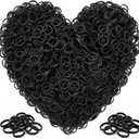 2 x Black Rubber Bands for Hair, Mini 13mm 0.5 Inch, 2000Pcs Rubberbands, Small Hair Rubber Bands, Soft Elastic Bands for Braids, Office, School Supplies