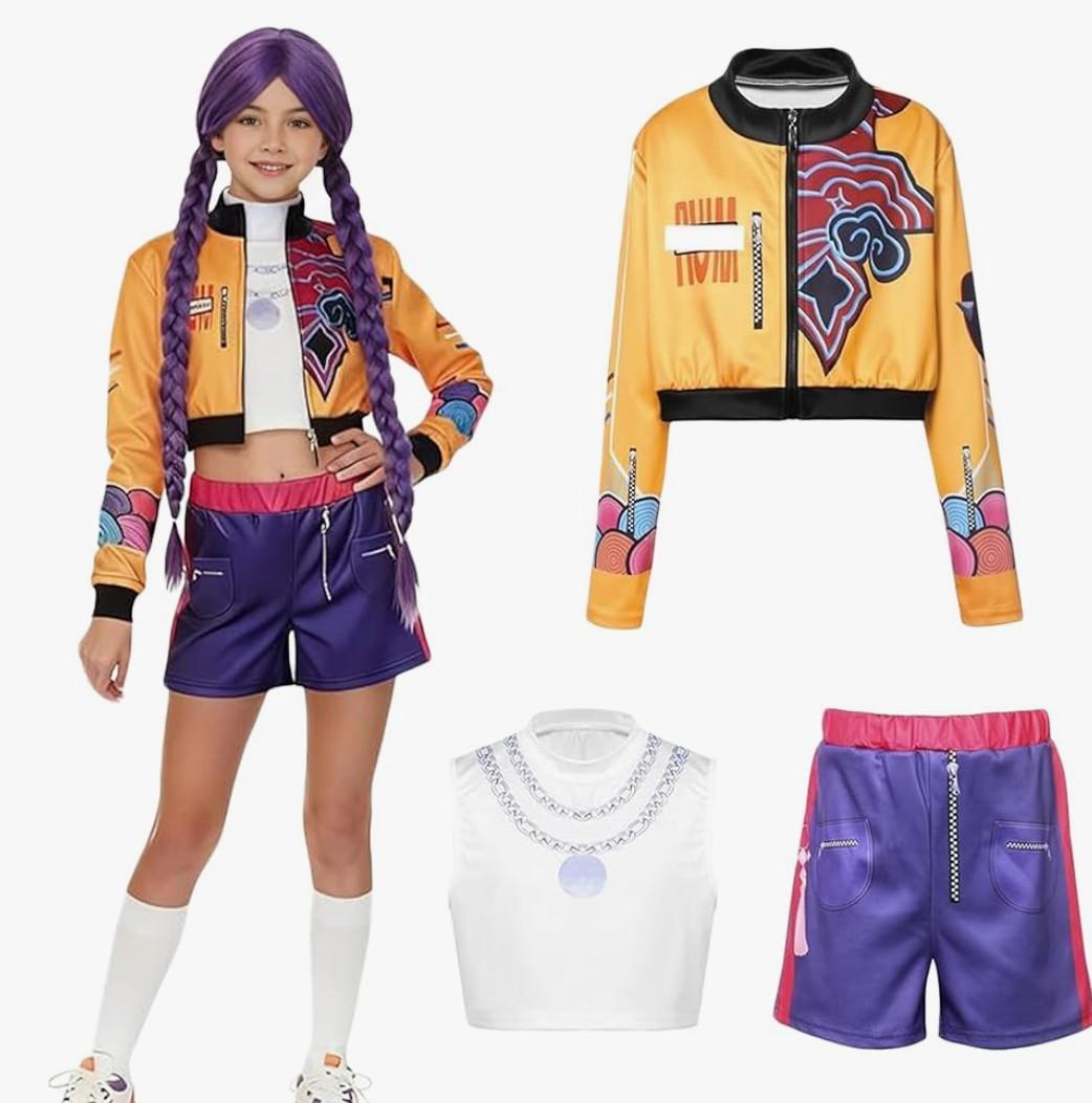 Wildarms Rumi Pop Singer Uniform Zoey Devil Costume Mira Microphone Performance Set, Asian Group Theme Uniform, 150