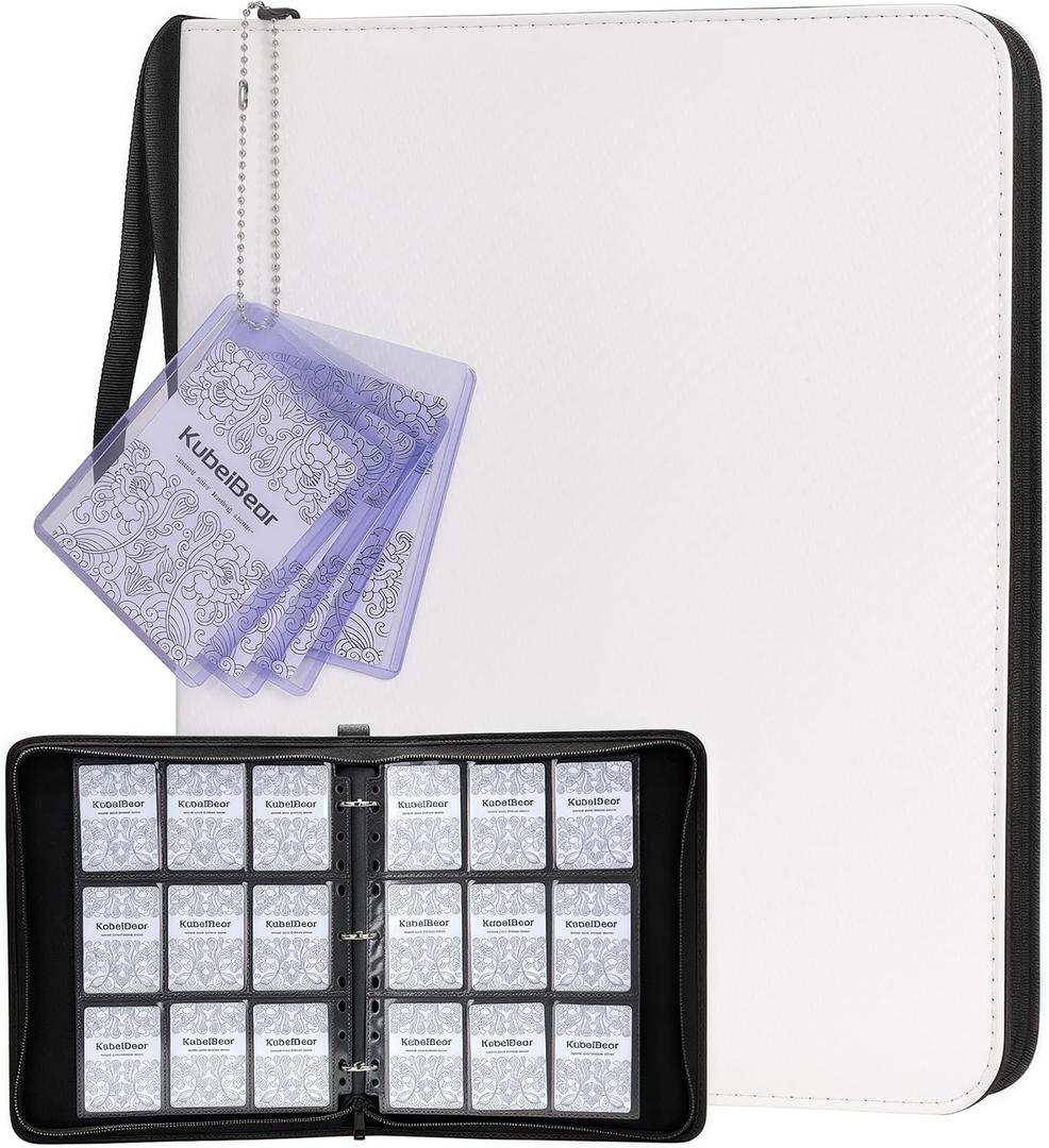 Premium 9-Pocket Card Binder 720 Capacity, Zippered Trading Card Holder for MTG, Sports & Collectible Cards  Acid-Free, Durable & Travel-Friendly Storage (White, 9 Pocket)