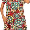 levaca Women's Short Sleeve Loose Summer Beach Casual Dress (XL)