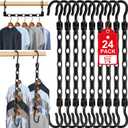 24 Pack Hangers Space Saving Magic Space Saver Storage Smart Plastic Clothes Hanger Organizer Closet Organizers and Storage for Closet Wardrobe Apartment College Dorm Room Essentials, Black
