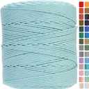 GOHOHOF Macrame Cord 4mm x 547yards Natural Macrame Cotton Rope Colored Macrame Rope Soft Cotton Cord Macrame Supplies Craft Rope Macrame Yarn for Plant Hanger Wall Hanger Dreamcatcher(Cyan)