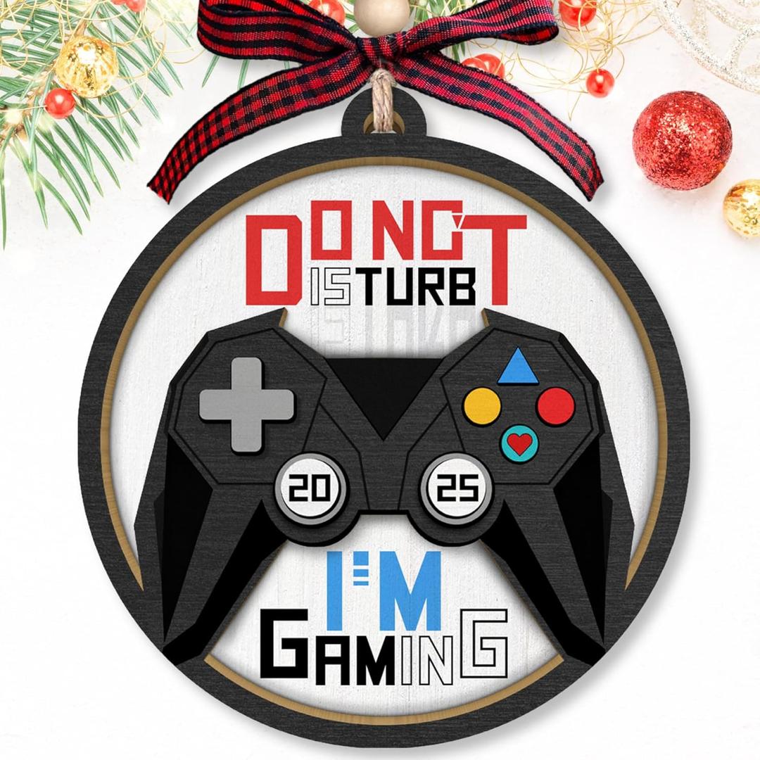 2 x TUMSHANIP Video Game Ornaments - Gaming Ornaments for Christmas Tree - Gamer Video Game Christmas Ornament for Teen Boys, Men - Gamer Gifts for Men - Wood Gaming Ornament 2025
