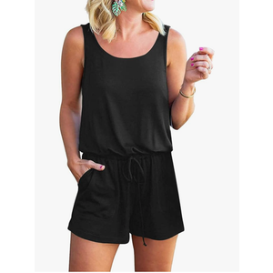 Womens Rompers Summer Short Jumpsuits Casual Scoop Neck Sleeveless Romper with Pockets, Small