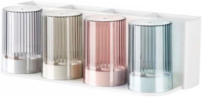Multifunctional Wall Mounted Plastic Toothbrush Holder Set Large Capacity Home Mouthwash Cup Dispenser Bathroom Organizer Rack Practical (4 Chamber)