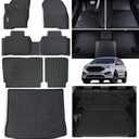 Floor Mats & Trunk Mat & Backrest Mat for 2015-2024 2025 Ford Edge 5 Seats,TPE All Weather Protection Car Floor Liners with Cargo Liners Covering The Backrest