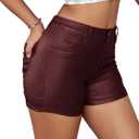 Avanova Women Faux Leather High Waist Legging Shorts Summer Sexy Stretchy Shorts (Red) Medium