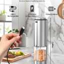 CIRCLE JOY Electric Pepper Grinder Stainless Steel Rechargeable Pepper Mill with External Adjustable Coarseness, 95ml Container and White LED Light, Silver