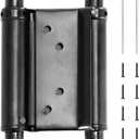 HBL' 4 Pack Swing Door Hinges, 3 Inch Double Action Spring Hinges for Saloon Door, Cafe, Bar, Swinging Doors, Self-Closing Two-Way Door Hinges, Adjustable Tension, Black Stainless Steel.