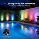 Brizled 4 Pack RGB Solar Spot Lights Outdoor, 360° Rotation 9 Colors & 11 Modes Color Changing Spotlights Outdoor Landscape Lights Solar Spot Landscaping Pathway Lighting for Path Garden Yard Patio