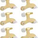 HOMOTEK 6 Pack Hinge Pin Bright Brass Door Stopper, Gold Door Stops, Adjustable Deluxe Heavy Duty Door Stopper 2-1/2"x1-3/4,with White Rubber Bumper Tips