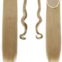 Silk-co Straight Pony Tail Hairpiece Clip in Hair Extensions 26" Wrap Around Ponytail Long for Women (Ash& Blond/Blond)