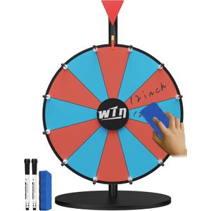 Heavy Duty Spinning Wheel for Prizes, 12inch Prize Wheel with Dry Erase Marker & Eraser, Colors Spin Wheel, 12 Slots Wheel Spinner with Stand for Trade Shows, Carnivals, Home, Party