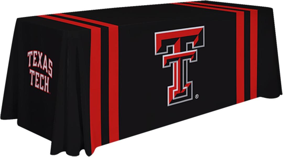 Victory Corps Texas Tech Red Raiders College Sports Printed Table Throw - NCAA Licensed - Polyester - School Tablecloth (Black, Red) (6' Draped)