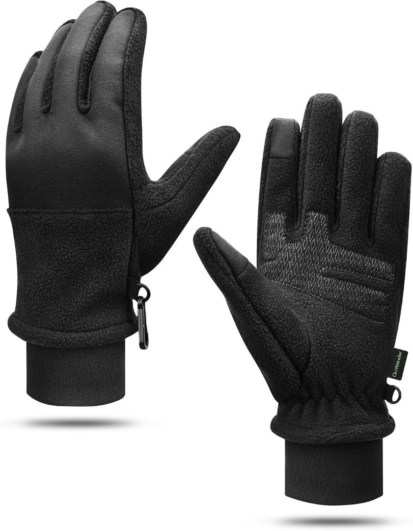 Winter Warm Gloves for Women - Daily Life Snow Windproof Soft Fleece Lining - Touchscreen Thermal Gloves for Men (Large, Black)