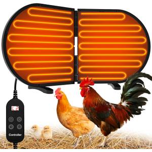 Chicken Coop Heater for Winter, Foldable Flat-Panel Radiant Heater for Chicken Coop with Timer & Temp Adjustable, Smart Large Chick Heaters with 2 Heating Plates for Chick Kitten Pet Animal.