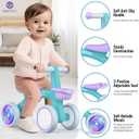 Umatoll Colorful Lighting Baby Balance Bike Toys for 1 Year Old Boys Gifts, Adjustable Seat Baby Walker, One Year Old Boy Birthday Gifts, 12-24 Months Toddler First Ride on Toys with Removable Basket