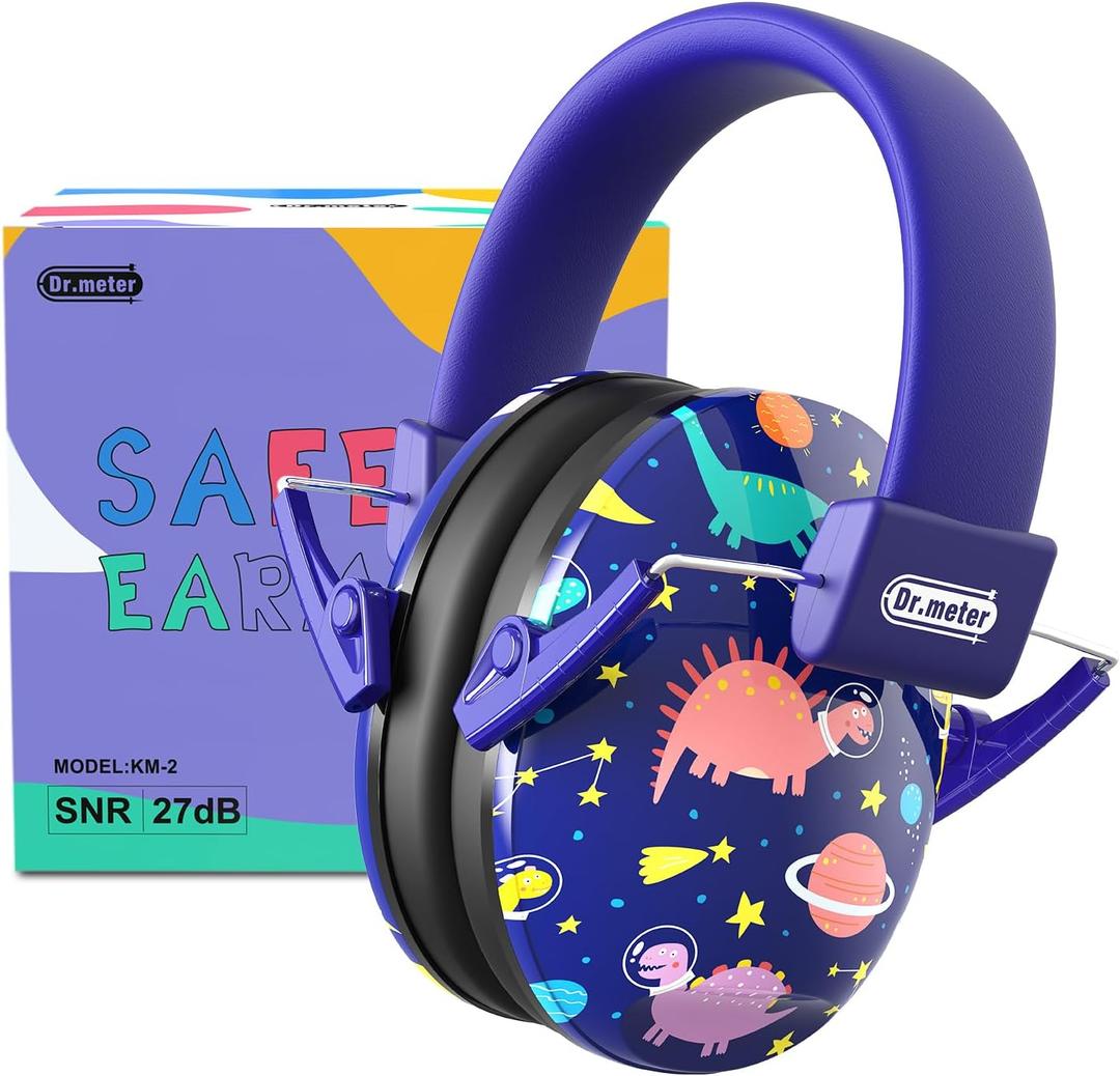 Dr.meter Noise Cancelling Headphones for Kids Adults: 27SNR Adjustable Ear Muffs for Noise Reduction- Kids Ear Protection for Monster Jam, Airplane, Fireworks, Concerts and Sports Events (Blue Print)