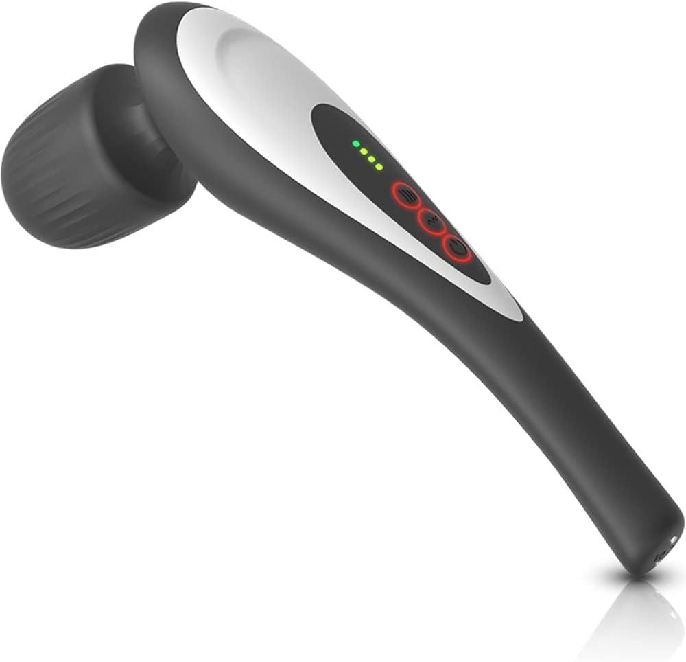 Rechargeable Personal Hand Held Deep Tissue Vibrating Massager for Muscles, Back, Foot, Neck -Cordless Electric Percussion Body Wand Massage Gift for Women her (Black)